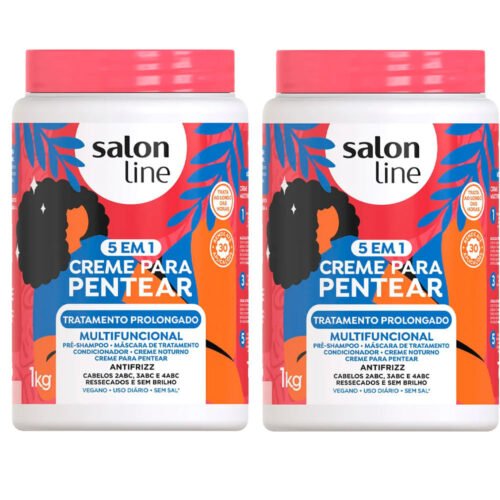 Kit Creme De Pentear Salon Line 5 Em 1 Tratamento Prolongado 1Kg - 2 Unidades